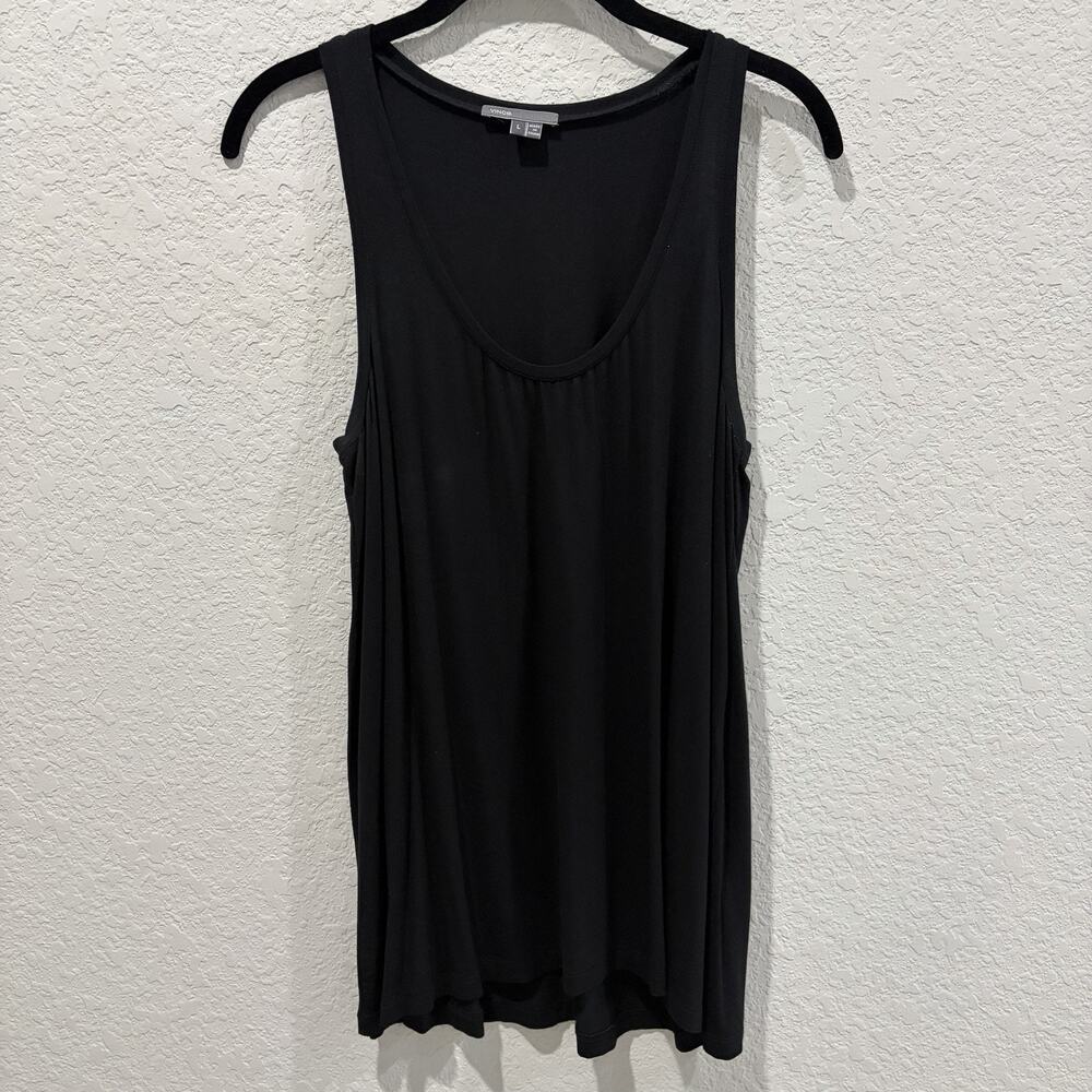 Vince Black Tank Top Size L Sleeveless Scoop Neck Modal Stretch Flowy